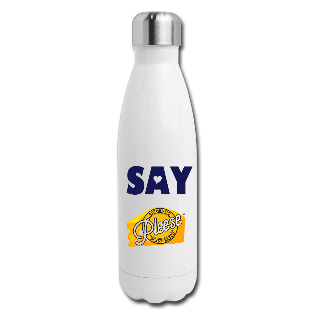 Say Pleese® Insulated Stainless Steel Water Bottle - white
