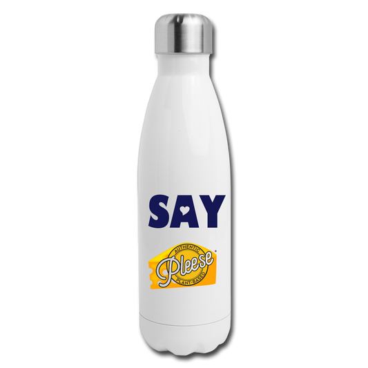 Say Pleese® Insulated Stainless Steel Water Bottle - white