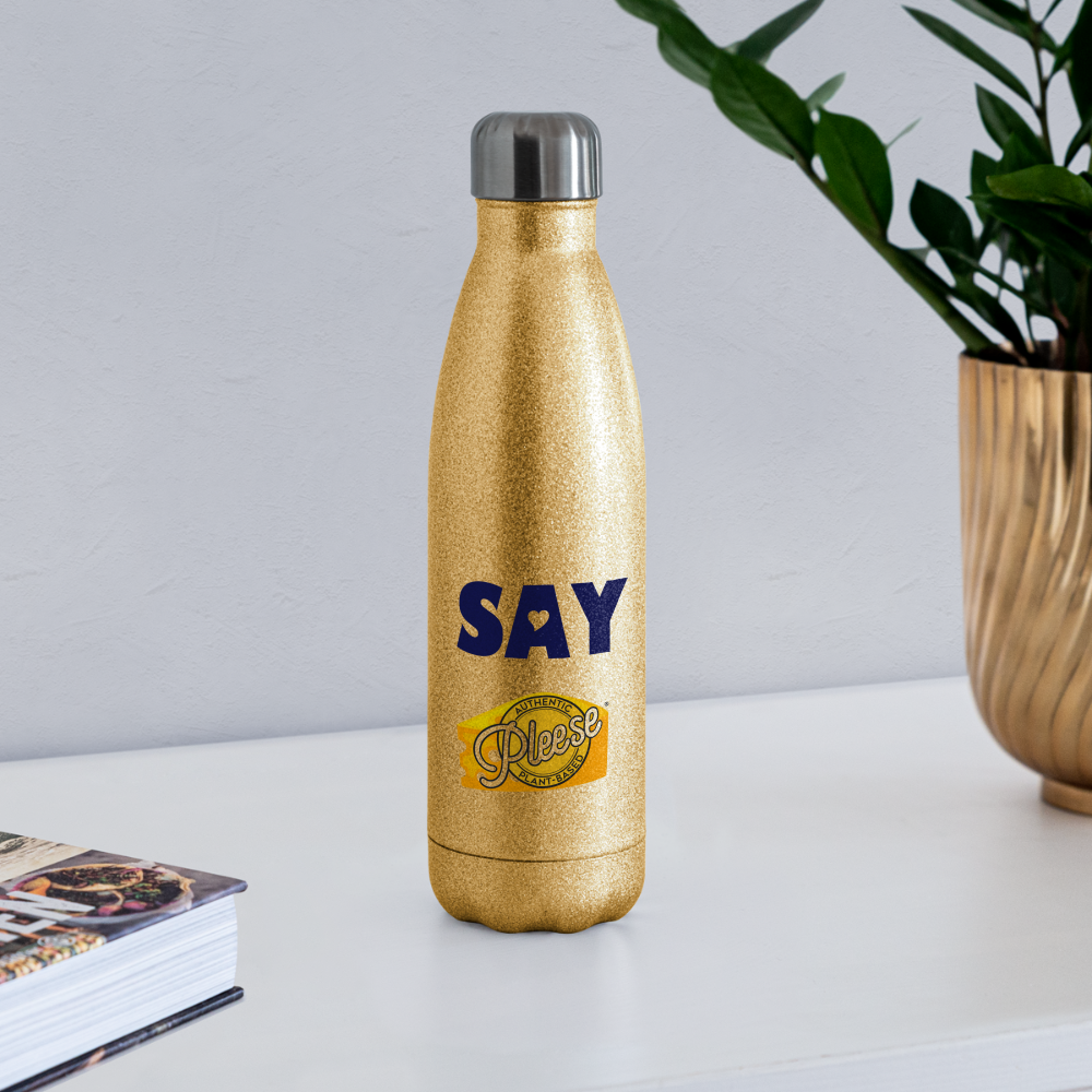Say Pleese® Insulated Stainless Steel Water Bottle - gold glitter