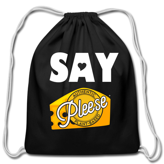 Pleese® Cheese Cotton Drawstring Bag - black