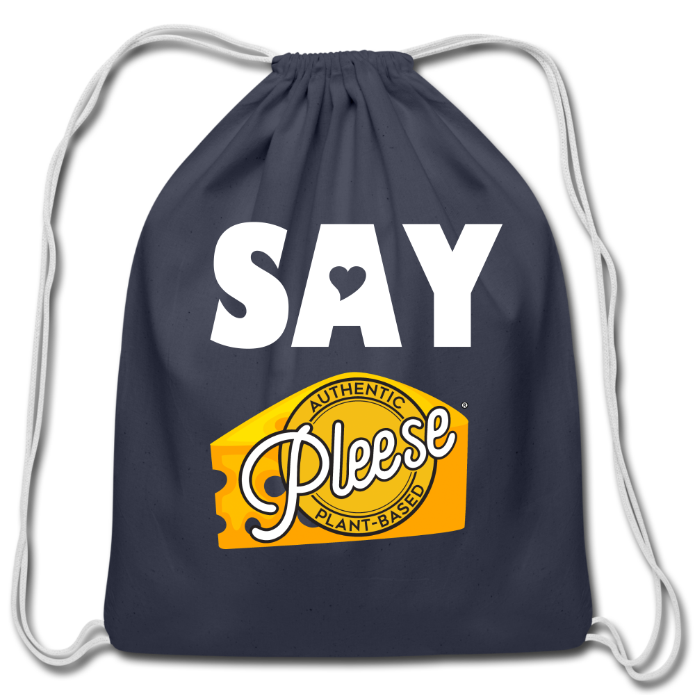Pleese® Cheese Cotton Drawstring Bag - navy