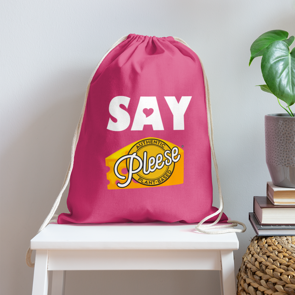 Pleese® Cheese Cotton Drawstring Bag - pink