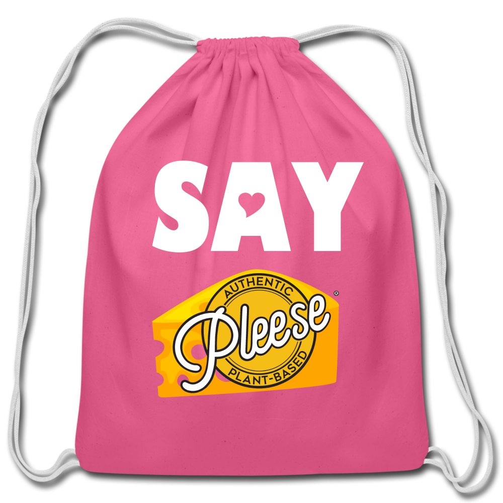 Pleese® Cheese Cotton Drawstring Bag - pink