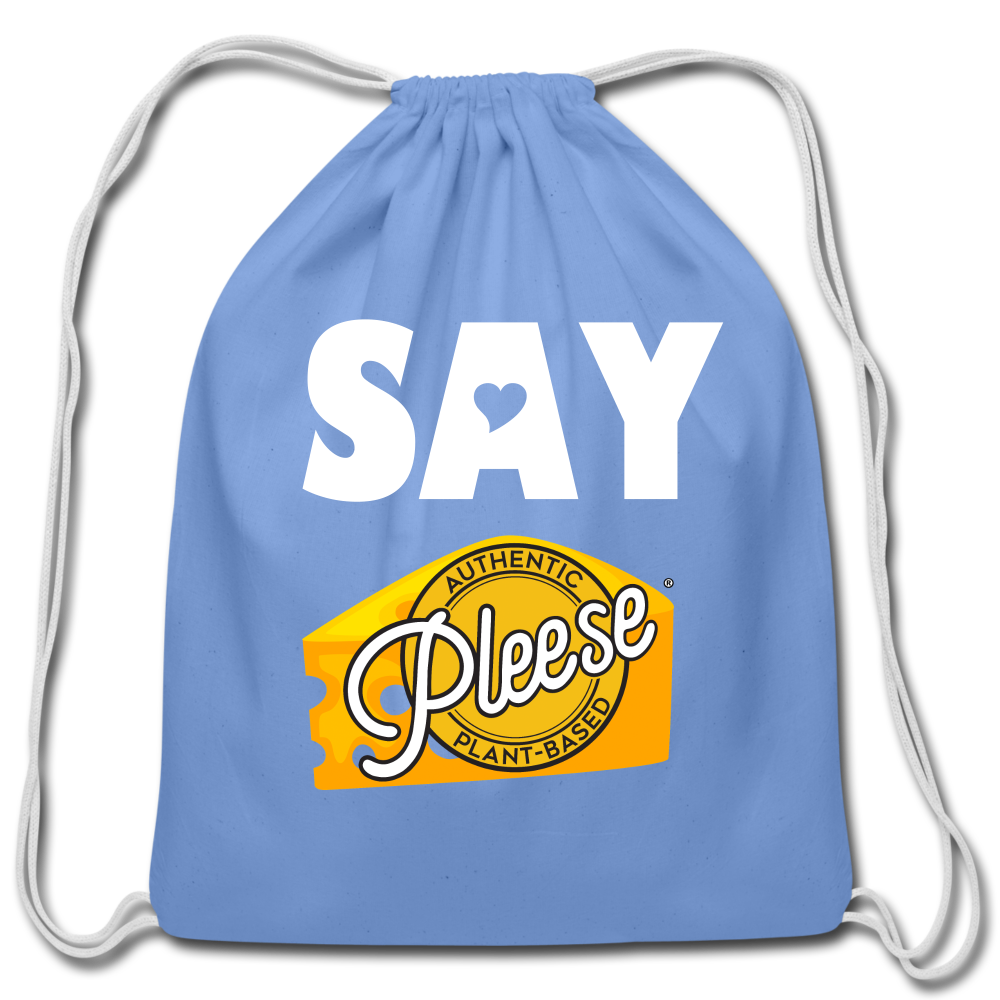 Pleese® Cheese Cotton Drawstring Bag - carolina blue
